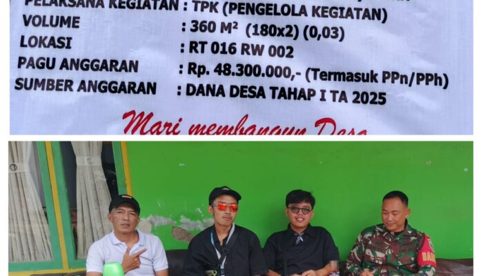 Rp.48.300.000 Dikucurkan Oleh Pemdes Jalan Cagak Untuk Pengaspalan Infrastruktur Jalan